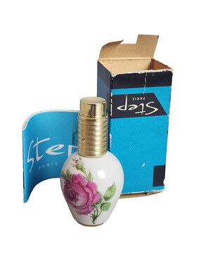 Step Paris Limoges France Spray Perfume Atomizer Bottle 3" Porcelain Rose Bottle